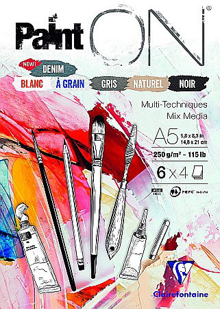 FINE ARTS&GRAPHICS - CF BLOC DESEN A5 PAINT'ON 24F 250GR DENIM CLAIREFONTAINE MULTI-TECHNIQUE 975409C