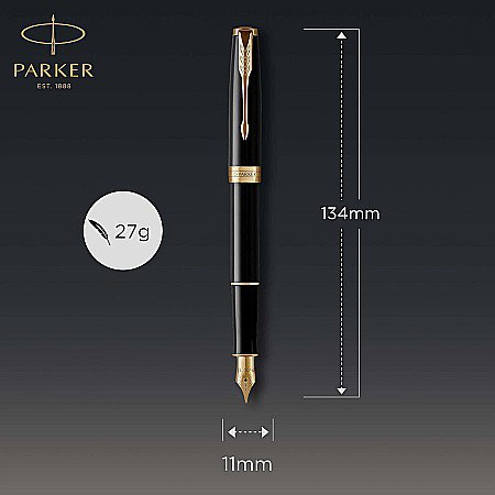 PARKER STILOU SONNET ROYAL BLACK LACQUER GT F 160352 [2]
