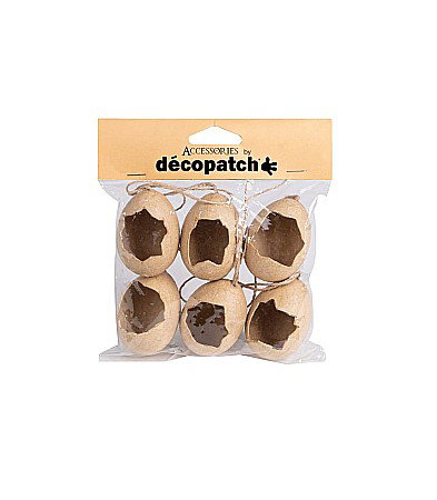 Ouă Decorative de Paște - CF COAJA DE OU SUSPENDAT PAPIER MACHE 6/SET AC907C