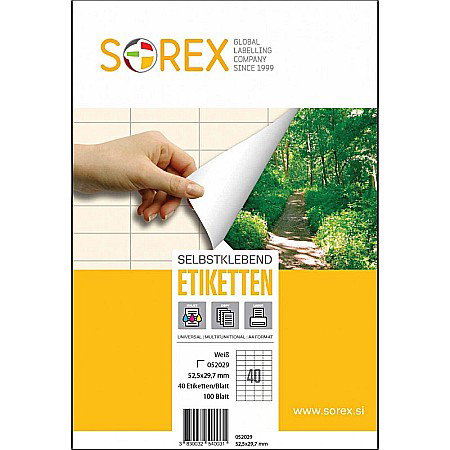 TOP ETICHETE AUTOADEZIVE 40/A4 52,5*29,7MM 100COLI/SET SOREX 052029 [0]