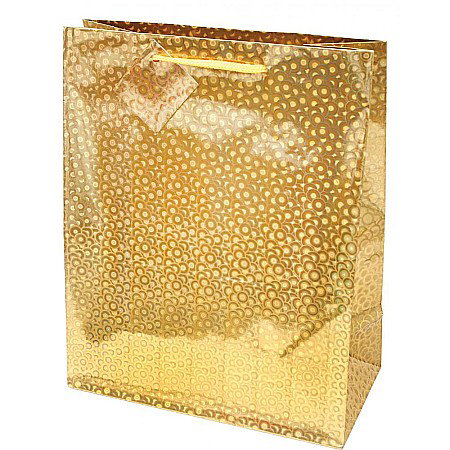 Cutii, Sacose, Pungi, Ambalaje Christmas - EU SACOSA CADOU MARE 26*32*12CM HOLOGRAM GOLD 71278
