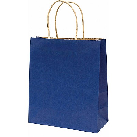 Sacose - SACOSA ALBASTRA 22*25*10CM, DE HARTIE KRAFT GROASA 220GR/M2, CU MANER RASUCIT REZISTENT, 71315