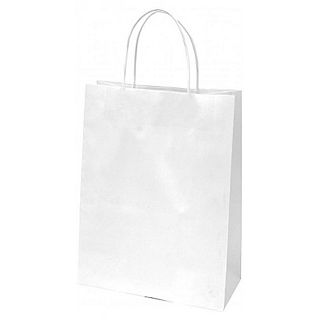 Sacose - SACOSA ALBA 31*42*11CM, DE HARTIE KRAFT GROASA 220GR/M2, CU MANER RASUCIT REZISTENT, 71339