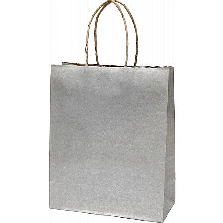 Sacose - SACOSA ARGINTIE 22*25*10CM, DE HARTIE KRAFT GROASA 220GR/M2, CU MANER RASUCIT REZISTENT, 71438