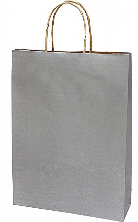 Sacose - SACOSA ARGINTIE 26*35*8CM, DE HARTIE KRAFT GROASA 220GR/M2, CU MANER RASUCIT REZISTENT, 71439