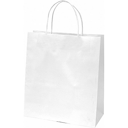 Sacose - SACOSA ALBA 22*25*10CM, DE HARTIE KRAFT GROASA 220GR/M2, CU MANER RASUCIT REZISTENT, 71004