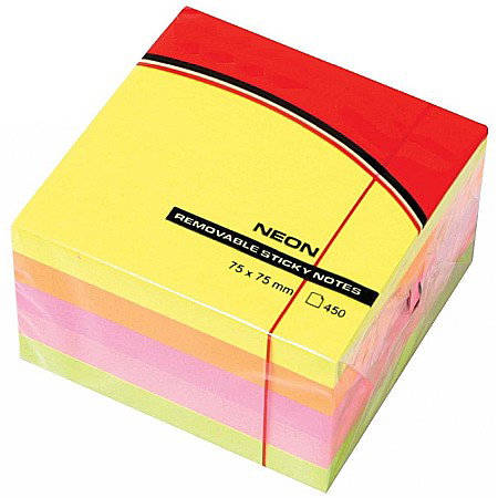 Notite autoadezive - POST IT CUB 75*75MM 450F 5 CULORI NEON 22937