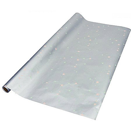 Hartie de Impachetat - EU HARTIE AMBALAJ CRACIUN 200*70 CM ARGINTIU CU STELUTE 76096