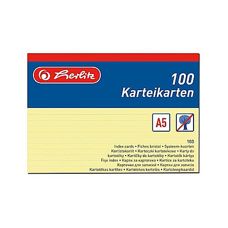 Indecsi autoadezivi, pagemarkere - BR INDEX CARD A5 100/SET, DR, GALBEN 2250110