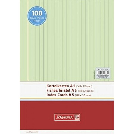 Indecsi autoadezivi, pagemarkere - BR INDEX CARD A5 100/SET, DR, VERDE 2250150