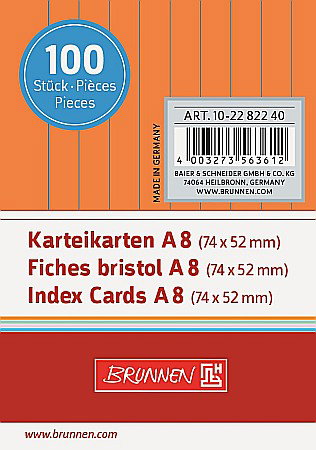 Indecsi autoadezivi, pagemarkere - BR INDEX CARD A8 100/SET ORANGE DR 2282240