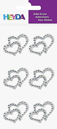 HOBBY - KP STICKER DECOR 7.5*16.5CM 2 INIMI CU STRASURI SI PERLE TRANSPARENTE 6 PCS 3782910