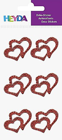 Accesorii pentru personalizare - KP STICKER DECOR 7.5*16.5CM 2 INIMI CU STRASURI SI PERLE ROSII 6PCS 3782911
