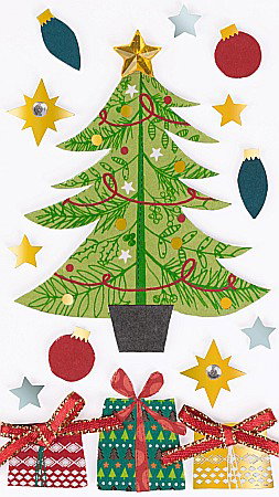 DE SEZON - KP STICKER DECOR 7.5*16.5CM BRAD DE CRACIUN 15PCS 3780665