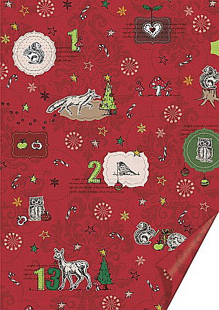 DE SEZON - KP CARTON DECOR 50*70 300GR MOTIV ANIMALELE PADURII ROSU 4772016