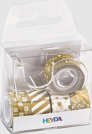 KP MINI BANDA AUTOADEZIVA DECOR CU DISPENSER 12MM*3M 5/SET MOTIV CRACIUN AURIU 3584580 [0]