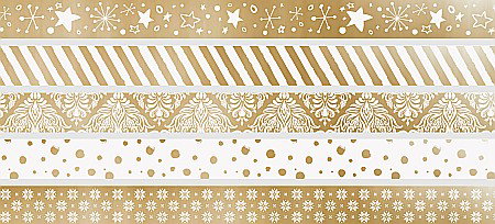 KP MINI BANDA AUTOADEZIVA DECOR CU DISPENSER 12MM*3M 5/SET MOTIV CRACIUN AURIU 3584580 [1]