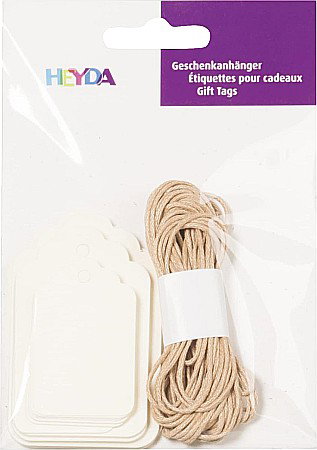 Fundite/ Etichete Cadou - KP ETICHETE DREPTUNGHIULARE CADOU 4.7-6.2-7CM 30/SET CREM + SNUR 4870734