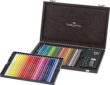 Seturi pentru arta - CUTIE LEMN 48 CREIOANE COLORATE POLYCHROMOS FABER-CASTELL FC110006