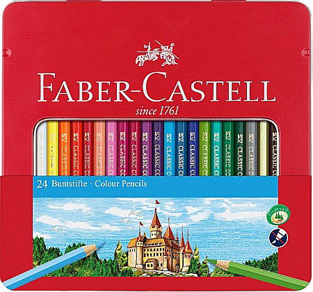 Creioane colorate - LEC CREIOANE COLORATE FABER-CASTELL 24/SET FC115824 CUTIE METAL