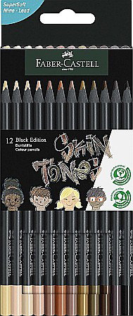 Creioane colorate - LEC CREIOANE COLORATE FABER-CASTELL SKIN TONES BLACK EDITION 12/SET FC116414