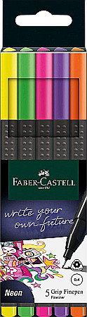 INSTRUMENTE DE SCRIS - LEC FINELINER FABER-CASTELL GRIP 0.4 MM 5/SET FC151603 NEON
