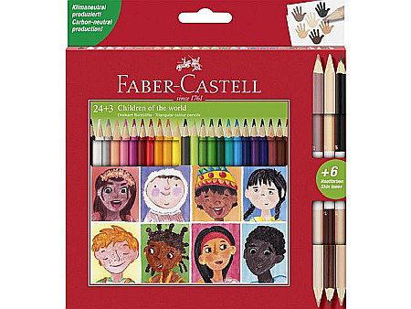 Creioane colorate - LEC CREIOANE BICOLORE FABER-CASTELL CHILDREN OF THE WORLD 24+3 FC511515