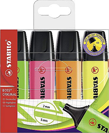 Textlinere - TEXTMARKER STABILO BOSS 4 CULORI/SET 035704