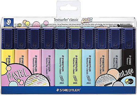 Textlinere - GRI TEXTMARKER STAEDTLER 364CWP10 PASTEL VINTAGE 10/SET