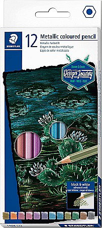 Creioane colorate - GRI CREIOANE COLORATE METALIZATE 12/SET STAEDTLER ST-146M-C12