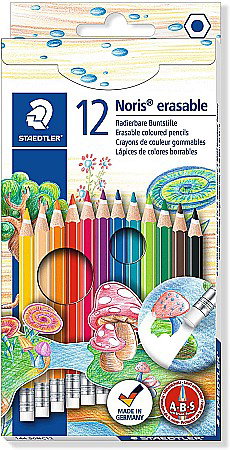 Creioane colorate - GRI CREIOANE COLORATE 12/SET CU RADIERA STAEDTLER 14450NC12