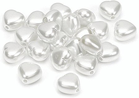Accesorii pentru personalizare - KP PERLE INIMI 1CM 24/SET ALBE 8022023