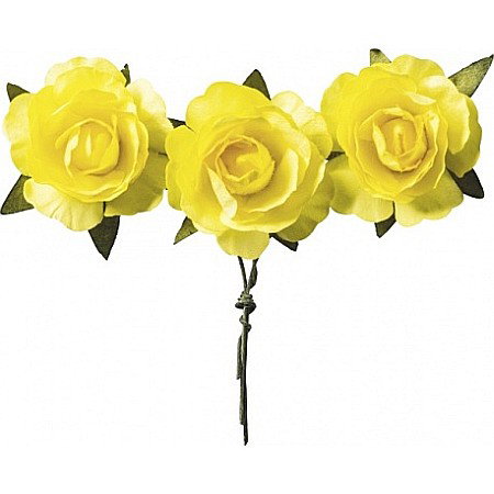 Decorațiuni pentru Masa de Paște și Coronițe Decorative - KP TRANDAFIRI HARTIE 2.5CM 12/SET GALBEN 7611007