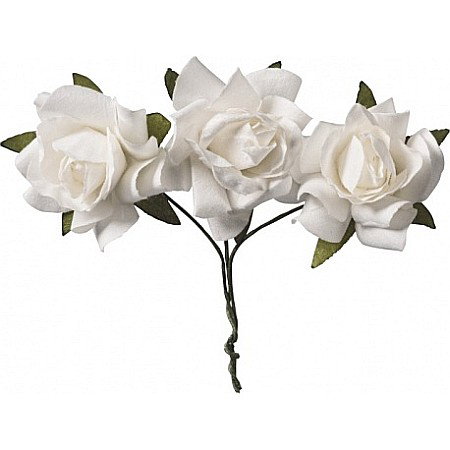 Martisor si 8 Martie - KP TRANDAFIRI HARTIE 2.5CM 9/SET ALB 7611000