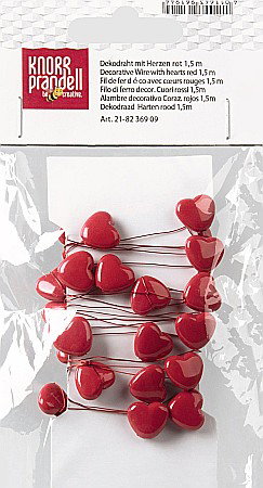 Snur, sarma, elastic, fir - KP SARMA DECORATIVA CU INIMIOARE ROSII 1.5M 8236909