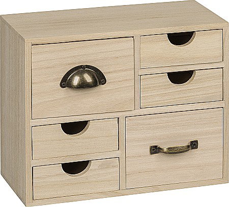 Cutii/ Cufere/ Tavi Lemn - KP CASETA BIJUTERII MINIATURALA LEMN 6 SERTARE 22x9.5x17.7 CM 8735251