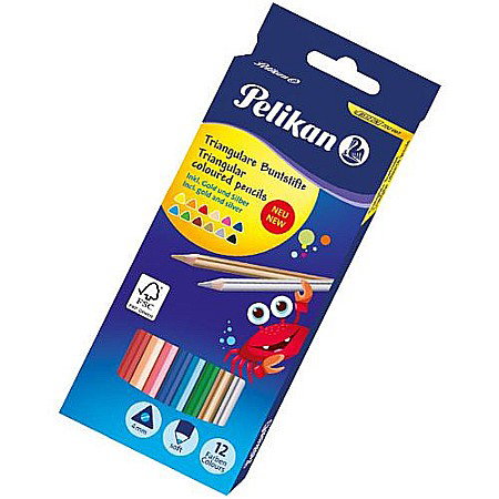 Creioane colorate - HE CREIOANE COLORATE 12/SET PELIKAN 700115 TRIUNGHIULARE
