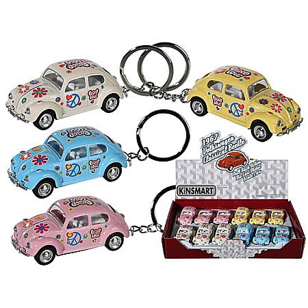 INSTRUMENTE SCRIS DE LUX SI CADOURI - BLU BRELOC CHEI 6.5CM VW BEETLE 1967 - FLOWER POWER 56/0097