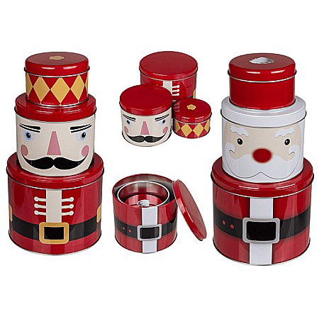 Cutii, Sacose, Pungi, Ambalaje Christmas - BLU CUTIE ROTUNDA METAL 13.6*11.3-10.9*9.1-8.5*5.3CM 3/SET MOTIV CRACIUN 946249
