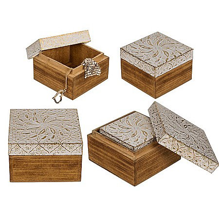 BLU CUTIE DE BIJUTERII DIN LEMN 2/SET 10*10CM -7.5*7.5CM DECOR AURIU 230172 [0]