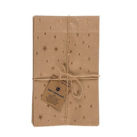 BLU SACOSA CADOU 20*12*6CM KRAFT ARTIZANALA 12/SET STARS, CU SFOARA DE IUTA SI ETICHETA 180756 [2]