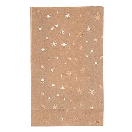 BLU SACOSA CADOU 20*12*6CM KRAFT ARTIZANALA 12/SET STARS, CU SFOARA DE IUTA SI ETICHETA 180756 [3]