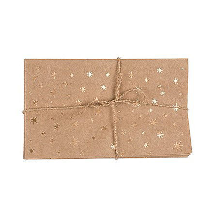 BLU SACOSA CADOU 20*12*6CM KRAFT ARTIZANALA 12/SET STARS, CU SFOARA DE IUTA SI ETICHETA 180756 [6]