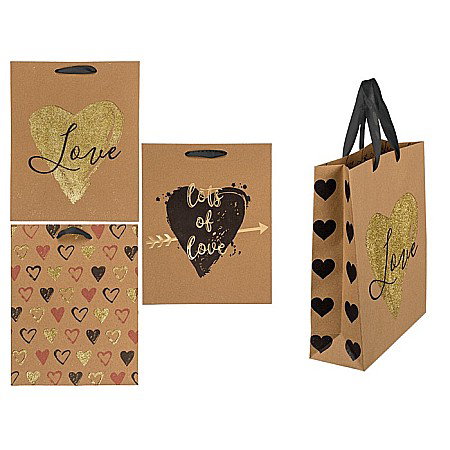 Sacose hartie si textil - BLU SACOSA CADOU 26*10*32CM KRAFT LOVE 180758