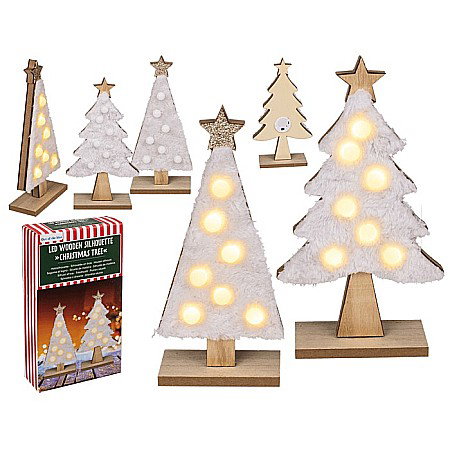 Decoratiuni Craciun - BLU DECORATIUNE LUMINOASA 3D LEMN 10*25CM POM DE CRACIUN 939128