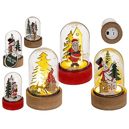 DE SEZON - BLU DECORATIUNE LUMINOASA CRACIUN 8CM CU CUPOLA DE STICLA 160066