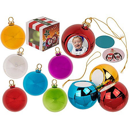 Diverse Articole de Craciun - BLU GLOB FOTO ROTUND 6CM PENTRU POM DE CRACIUN 160094