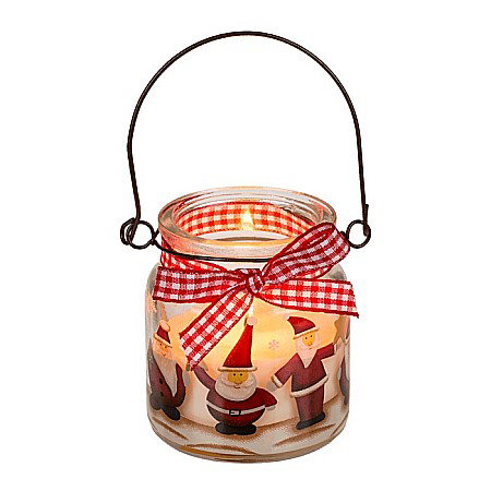 BLU SUPORT LUMANARE DIN STICLA 6*6.5CM CU MANER METALIC, COUNTRY CHRISTMAS 945044 [1]
