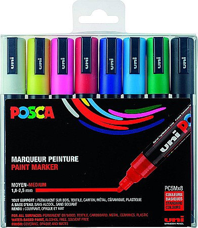 MARKER UNI POSCA PC-5M 1.8-2.5MM 8 CULORI/SET 42605 [0]