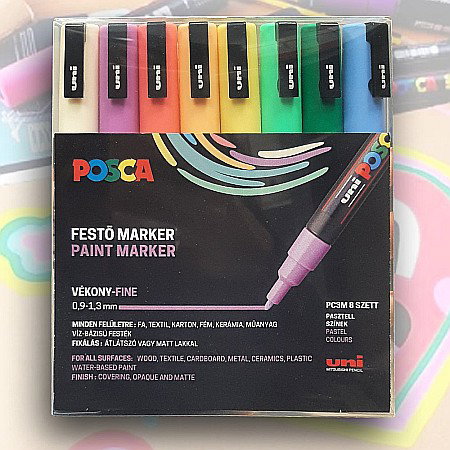 Markere textile H - MARKER UNI POSCA PC-3M 0.9-1.3MM PASTEL 8 CULORI/SET 42595
